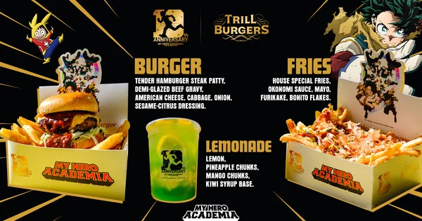 Trill Burgers lanza un menú especial por el décimo aniversario de My Hero Academia